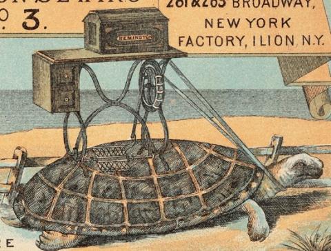 Tortoise carrying a machine.